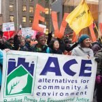people marching at an action